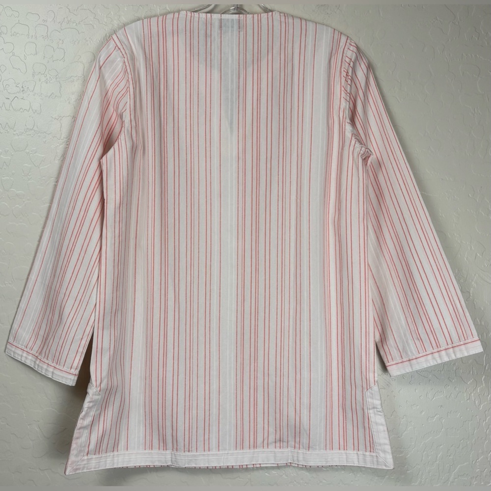 UNTUCKit Durfort Womens Large Striped‎ Cotton Tunic Top Orange White 1027 - Picture 2 of 6